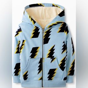 Hanna Andersson Print Faux Shearling Lined Hoodie in Voltage - size 6-7